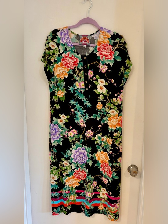 Johnny Was Dresses & Skirts - Johnny Was Midi Dress in Black with Pastel Blooms, Medium